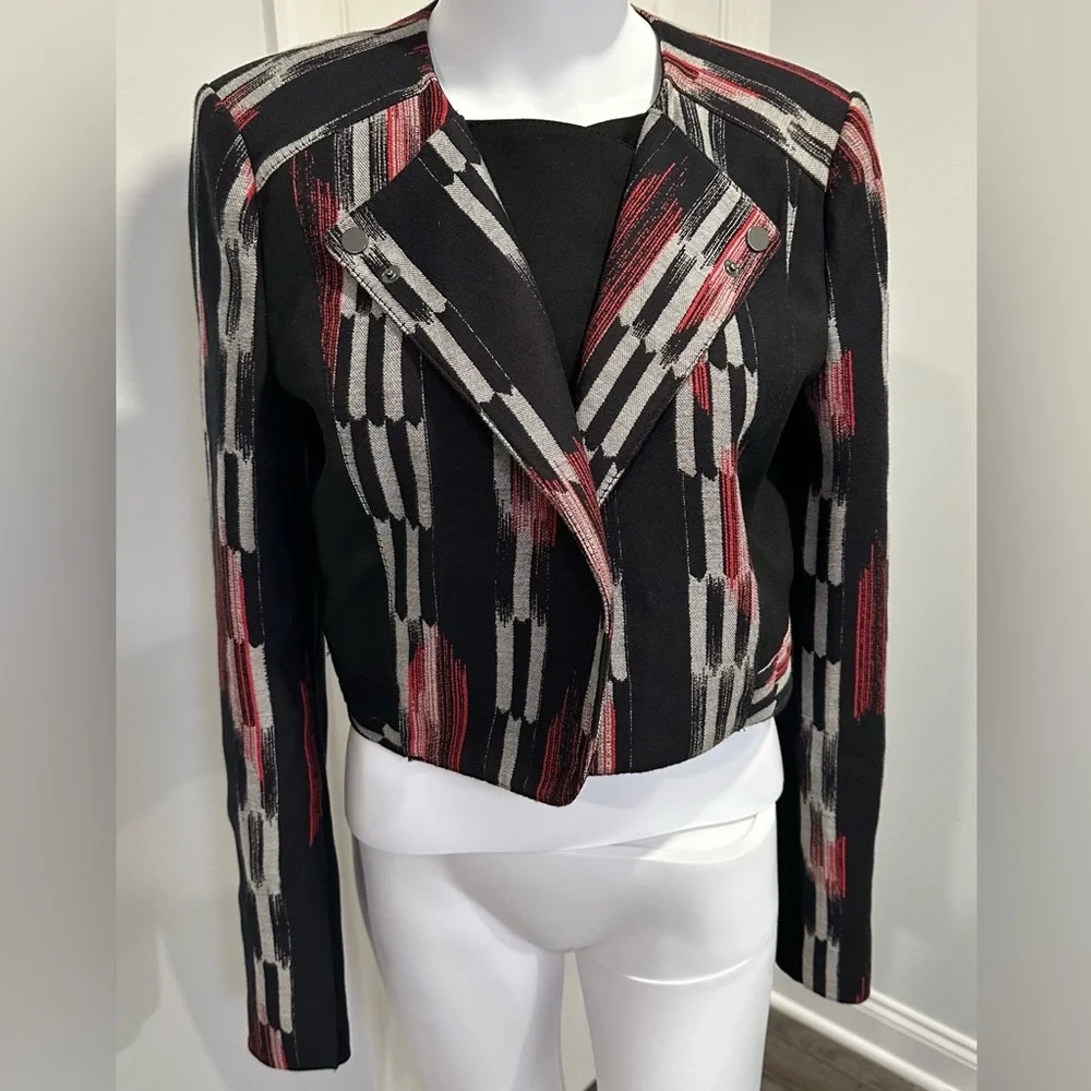 Bcbg Max Azria moto Jacket Black and Red Size M - Picture 2 of 11